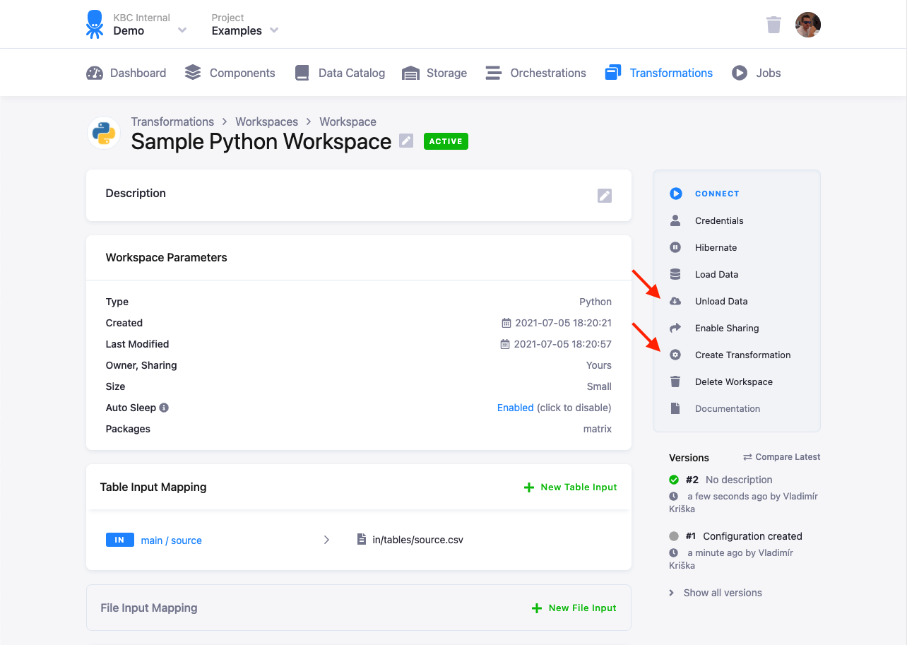 Screenshot - Create Transformation
