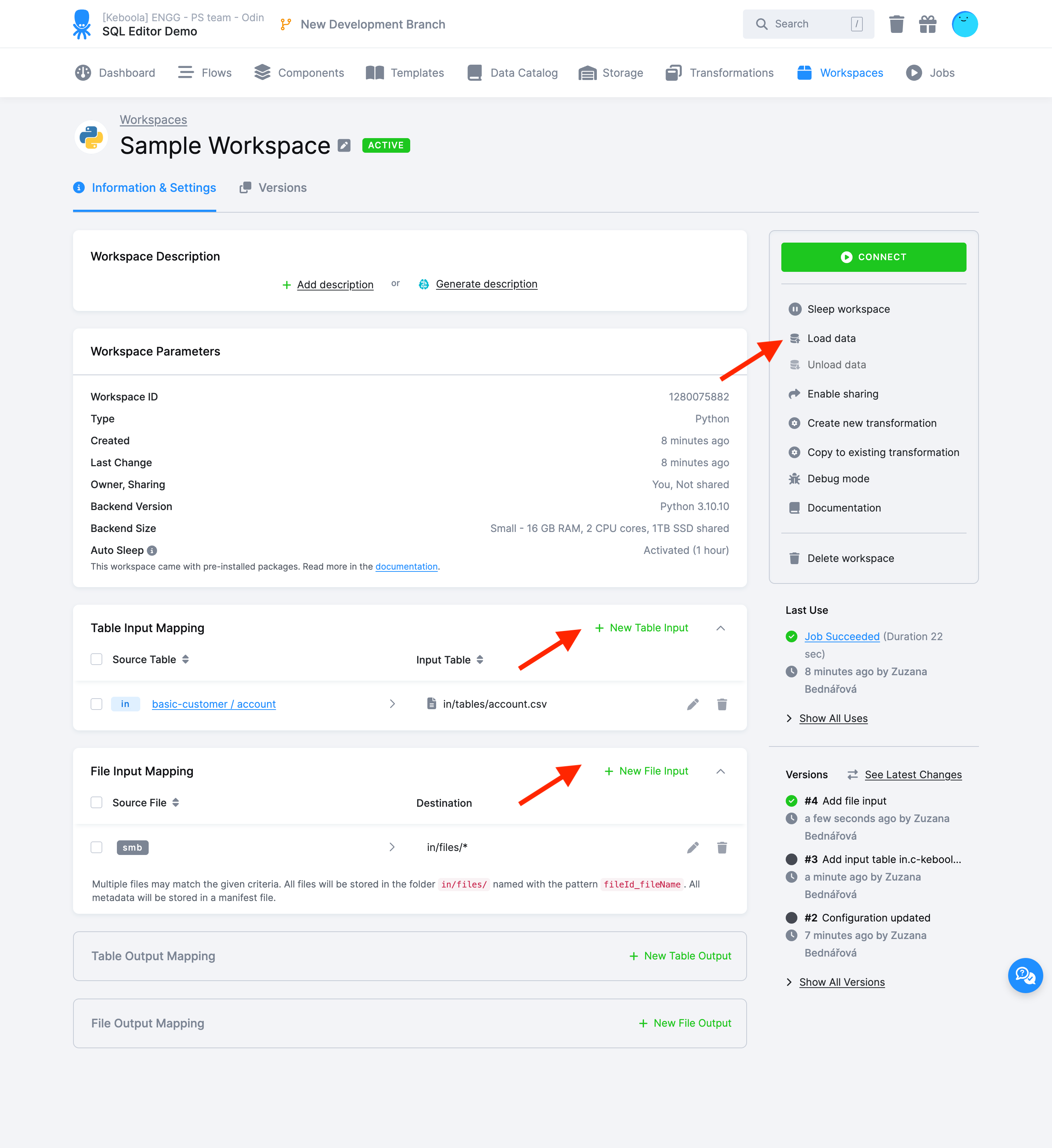 Workspace - Load Data